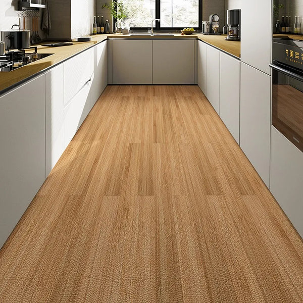 Tapis de Sol Cuisine Antidérapant en Cuir PVC – Imitation Grain de Bois, Résistant à l'Huile, Lavable, Découpable – Plusieurs Tailles Disponibles