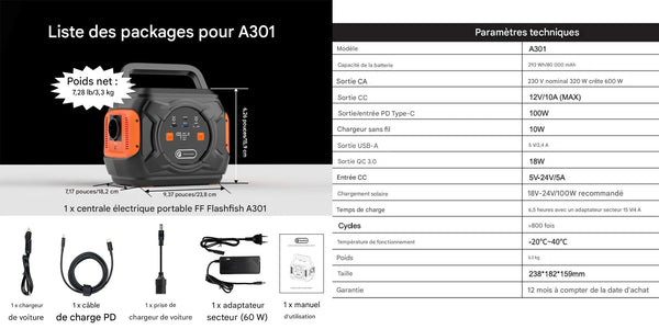 Centrale Électrique Portable 200W 172Wh - Générateur Solaire 48000mAh