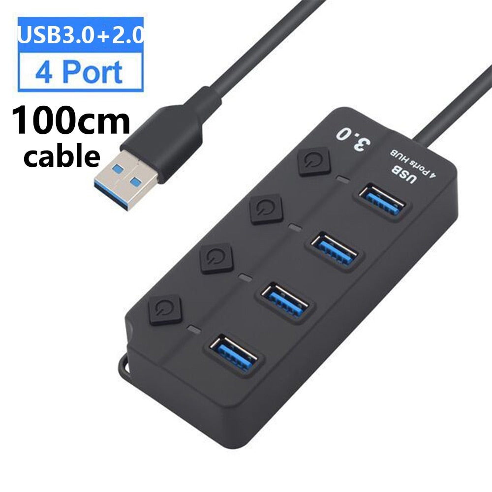 Multiprise USB Hub 3.0 Recharge rapide 7 Port 5Gbps avec Câble Long
