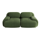 Canapé 2 Places en Velours Côtelé Vert Modulable et Combinable avec Accoudoirs pour le Salon