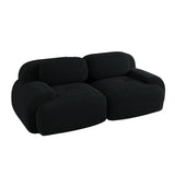 Canapé 2 Places en Velours Côtelé Vert Modulable et Combinable avec Accoudoirs pour le Salon