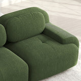 Canapé 2 Places en Velours Côtelé Vert Modulable et Combinable avec Accoudoirs pour le Salon