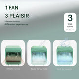 Mini climatiseur portable USB rechargeable 3 vitesses, ventilateur de bureau