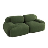 Canapé 2 Places en Velours Côtelé Vert Modulable et Combinable avec Accoudoirs pour le Salon