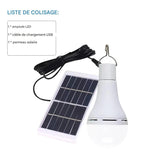 LED Lampe Solaire Extérieure Étanche - Ampoule Portable avec Télécommande - IP65