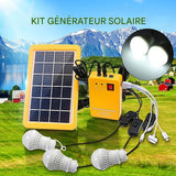 Kit d’éclairage solaire extérieur autonome – 3 ampoules LED, chargeur USB