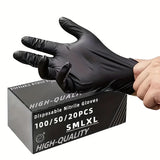 Gants en nitrile noirs jetables – Lot de 20/50/100 pièces – Taille S/M/L/XL – Résistants et imperméables