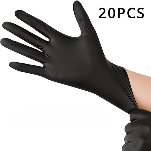 Gants en nitrile noirs jetables – Lot de 20/50/100 pièces – Taille S/M/L/XL – Résistants et imperméables