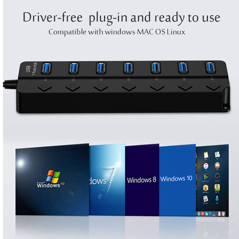 Hub USB 3.0 4 Ports Avec Câble Court 10cm - Multiprise De Charge Et Transfert 5Gbps Pour PC Portable