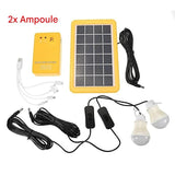 Kit d’éclairage solaire extérieur autonome – 3 ampoules LED, chargeur USB