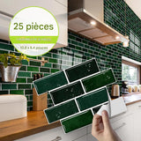 Papier Peint Auto-Adhésif Marbre Vert Foncé - Lot de 25 Pièces, Imperméable et Épais