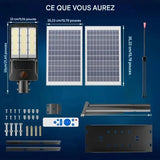 Lampe Solaire de Rue 8000W avec Panneaux Solaires et Détection de Mouvement – Éclairage Extérieur pour Parking, Jardin et Route