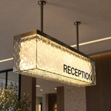 Caisson Lumineux Suspendu avec Texture "Givrée" pour Réception, Hall, Hôtel, Restaurant