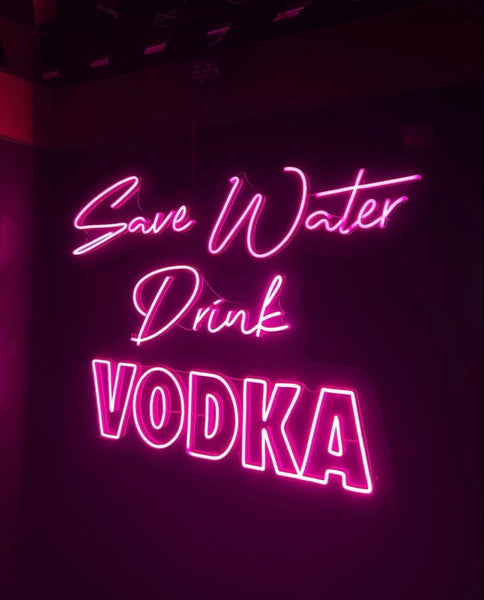 Néon "Save Water Drink Vodka", lampe LED décorative pour bar