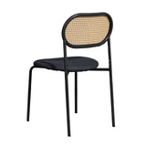 Chaises Salle à Manger Rotin Naturel - Lot de 2 Chaises Design Scandinave avec Assise Rembourrée et Pieds Métal Réglables - 46,5x48x80,5cm