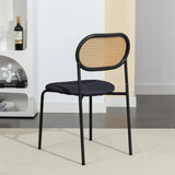 Chaises Salle à Manger Rotin Naturel - Lot de 2 Chaises Design Scandinave avec Assise Rembourrée et Pieds Métal Réglables - 46,5x48x80,5cm