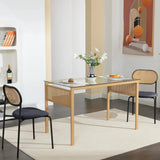 Chaises Salle à Manger Rotin Naturel - Lot de 2 Chaises Design Scandinave avec Assise Rembourrée et Pieds Métal Réglables - 46,5x48x80,5cm