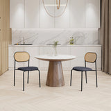 Chaises Salle à Manger Rotin Naturel - Lot de 2 Chaises Design Scandinave avec Assise Rembourrée et Pieds Métal Réglables - 46,5x48x80,5cm