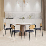 Chaises Salle à Manger Rotin Naturel - Lot de 2 Chaises Design Scandinave avec Assise Rembourrée et Pieds Métal Réglables - 46,5x48x80,5cm