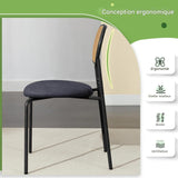 Chaises Salle à Manger Rotin Naturel - Lot de 2 Chaises Design Scandinave avec Assise Rembourrée et Pieds Métal Réglables - 46,5x48x80,5cm