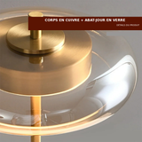 Lampadaire Champignon Verre & Cuivre – Lumière Douce Salon Chambre