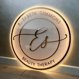 Enseigne Lumineuse Ronde finition Miroir Personnalisée avec votre Logo