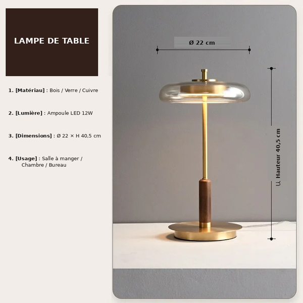 Lampadaire Champignon Verre & Cuivre – Lumière Douce Salon Chambre