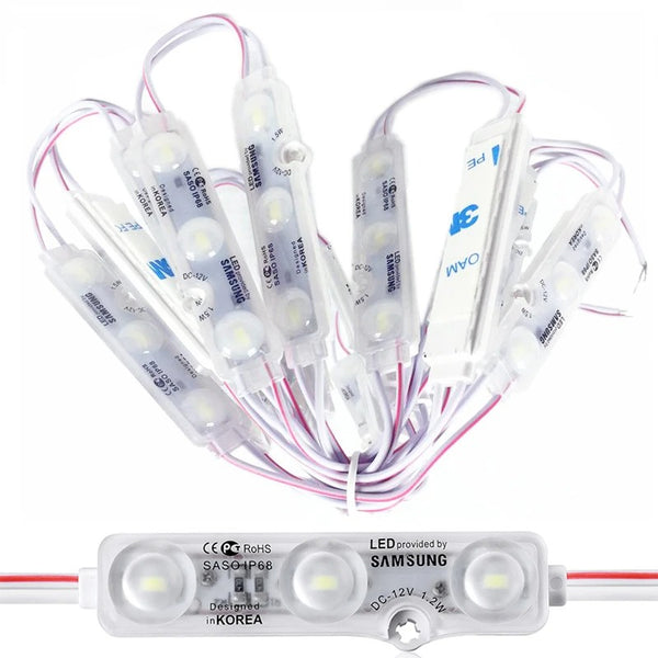 Modules LED Samsung 12V DC 5730 Étanches IP68 – Lot de 10 Mini Lampes Haute Luminosité Blanc Chaud pour Enseigne & Décoration