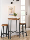 Tabourets de Bar Hauts Style Industriel Marron Rustique et Noir, Lot de 2, Ø32 x H65 cm