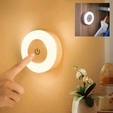 Applique murale tactile LED, veilleuse ronde de style moderne rechargeable avec USB, intensité variable pour intérieur, blanc