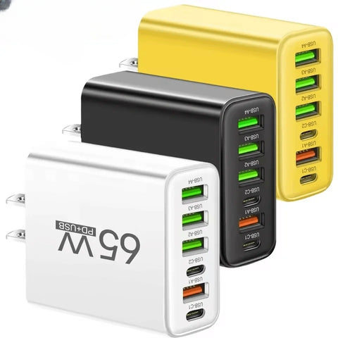 Chargeur Rapide USB multi-ports 65W – Adaptateur Mural Universel Type C pour iPhone & Android - Prise UE/US