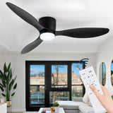 Ventilateur de plafond avec lumière en ABS 105 et 132 cm – Flux d’air puissant, télécommande et minuterie – Design moderne pour salon et chambre