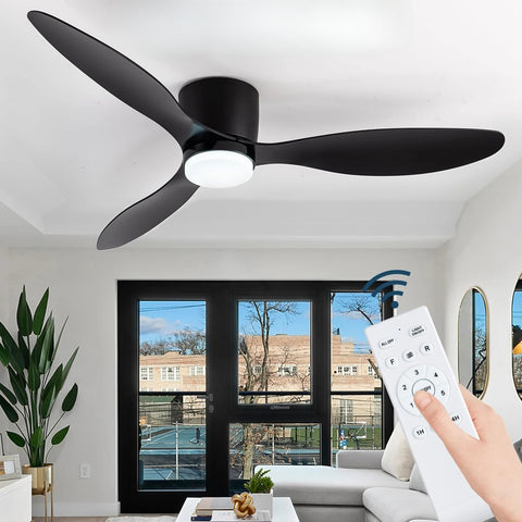 Ventilateur de plafond avec lumière en ABS 105 et 132 cm – Flux d’air puissant, télécommande et minuterie – Design moderne pour salon et chambre