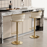 Tabourets de Bar Hauteur Réglable en Velours - Lot de 2 Chaises Pivotantes avec Dossier