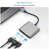 Convertisseur de câble 3 en 1 USB-C vers HDMI, pour Samsung Huawei iPad Mac NS USB 3.0 Type C vers HD 4K USB 3.0, câble adaptateur