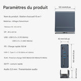 Station d'Accueil USB-C 15-en-1 Verticale - Hub Triple Moniteur 4K HD - Multiport pour Mac et PC