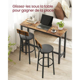 Tabourets de Bar Industriels Rembourrés - Lot de 2 Chaises Cuisine Hauteur 75,5cm - Dossier Ergonomique et Repose-Pieds