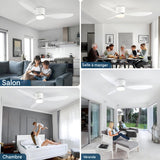 Ventilateur de plafond avec lumière en ABS 105 et 132 cm – Flux d’air puissant, télécommande et minuterie – Design moderne pour salon et chambre