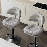 Tabourets de Bar Réglables Pivotants avec Dossier Rembourré Gris - Lot de 2 - Hauteur Ajustable 53-76cm
