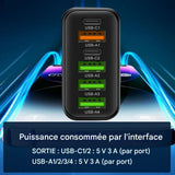 Chargeur Rapide USB multi-ports 65W – Adaptateur Mural Universel Type C pour iPhone & Android - Prise UE/US