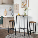 Tabourets de Bar Hauts Style Industriel Marron Rustique et Noir, Lot de 2, Ø32 x H65 cm
