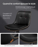 Tabourets de Bar Réglables Hauteur 62-84cm - Lot de 2 Sièges Pivotants avec Dossier et Repose-pieds