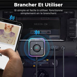Adaptateur Bluetooth 5.3 pour voiture – Double micros ENC, Réduction du bruit, Récepteur AUX 3.5mm sans fil