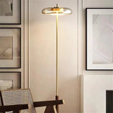 Lampadaire Champignon Verre & Cuivre – Lumière Douce Salon Chambre