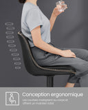 Tabourets de Bar Réglables Hauteur 62-84cm - Lot de 2 Sièges Pivotants avec Dossier et Repose-pieds