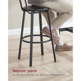 Tabourets de Bar Industriels Rembourrés - Lot de 2 Chaises Cuisine Hauteur 75,5cm - Dossier Ergonomique et Repose-Pieds