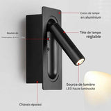 Lampe de Lecture, Applique Encastrable Murale LED Réglable - 90° & 350° - Lumière Chaude 3000K