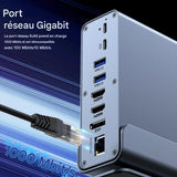 Station d'Accueil USB-C 15-en-1 Verticale - Hub Triple Moniteur 4K HD - Multiport pour Mac et PC