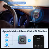 Adaptateur Bluetooth 5.3 pour voiture – Double micros ENC, Réduction du bruit, Récepteur AUX 3.5mm sans fil