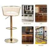 Tabourets de Bar Hauteur Réglable en Velours - Lot de 2 Chaises Pivotantes avec Dossier